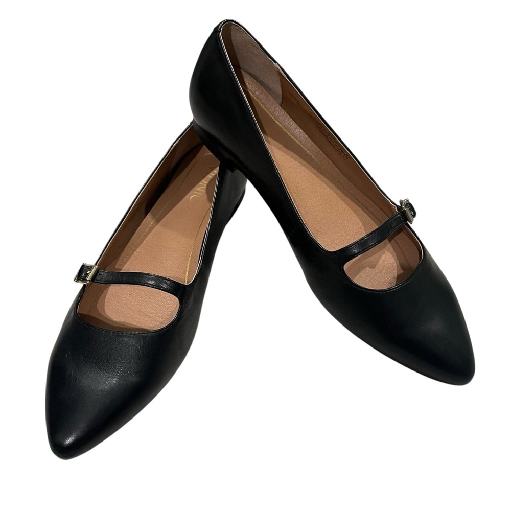 Vionic Black Leather Delilah Ballet Flats Mary Jane Shoes, Sz 10